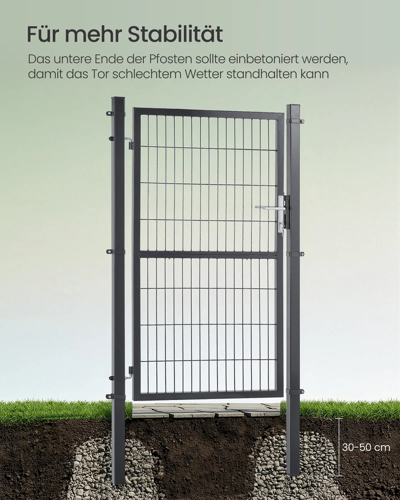 Abschließbares Gartentor 106x160 - Verzinkter Stahl - Mit Schlüsselschloss Und Aluminiumzylinder