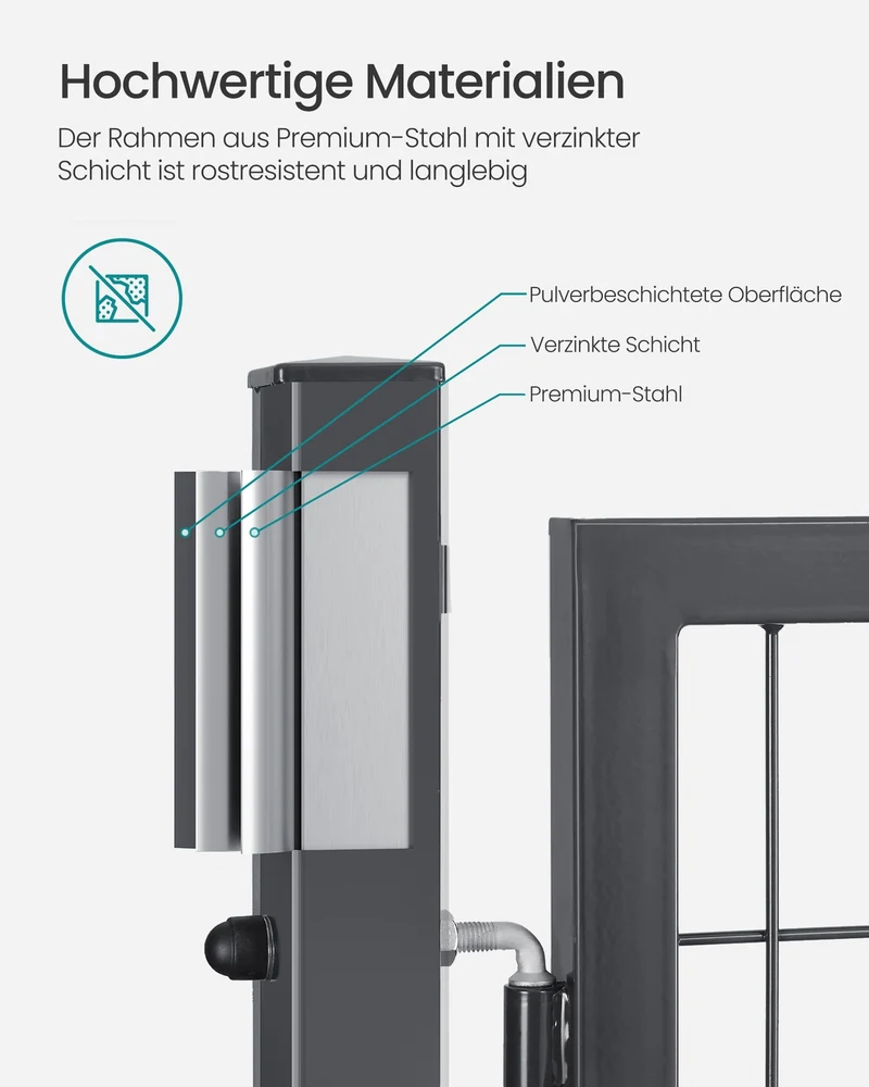 Abschließbares Gartentor 106x160 - Verzinkter Stahl - Mit Schlüsselschloss Und Aluminiumzylinder