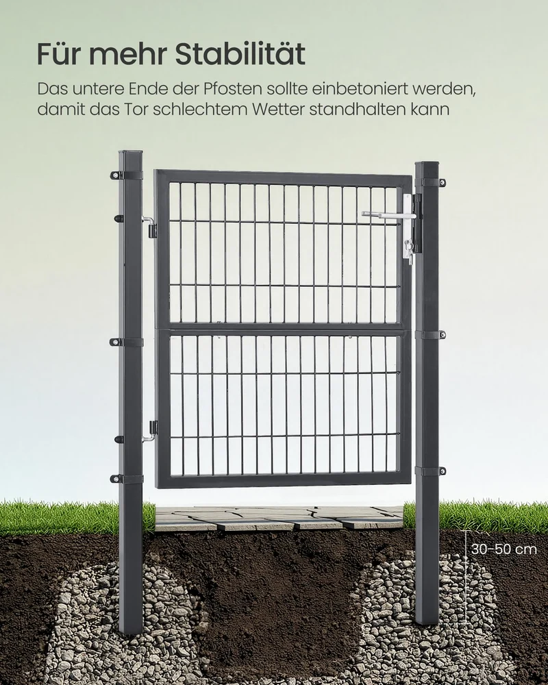 Abschließbares Gartentor 106x100 - Verzinkter Stahl - Mit Schlüsselschloss Und Aluminiumzylinder
