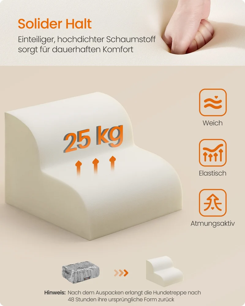 Hundetreppe - 2 Stufen - Rutschfester Bezug - Für Bett Und Sofa