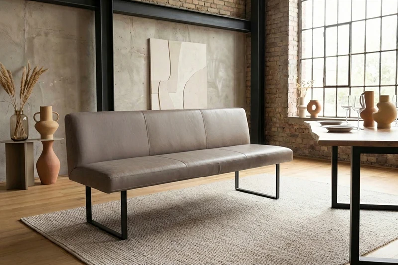 KAWOLA Esszimmerbank ELEEN Leder grau