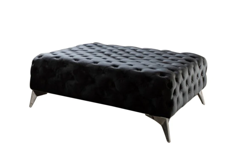 B-Ware KAWOLA Hocker NARLA Chesterfield Velvet schwarz