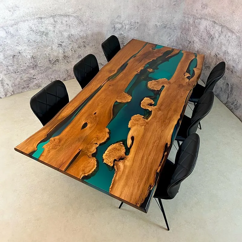 Epoxidharz Tisch aus Akazie | Modell Gletschersee