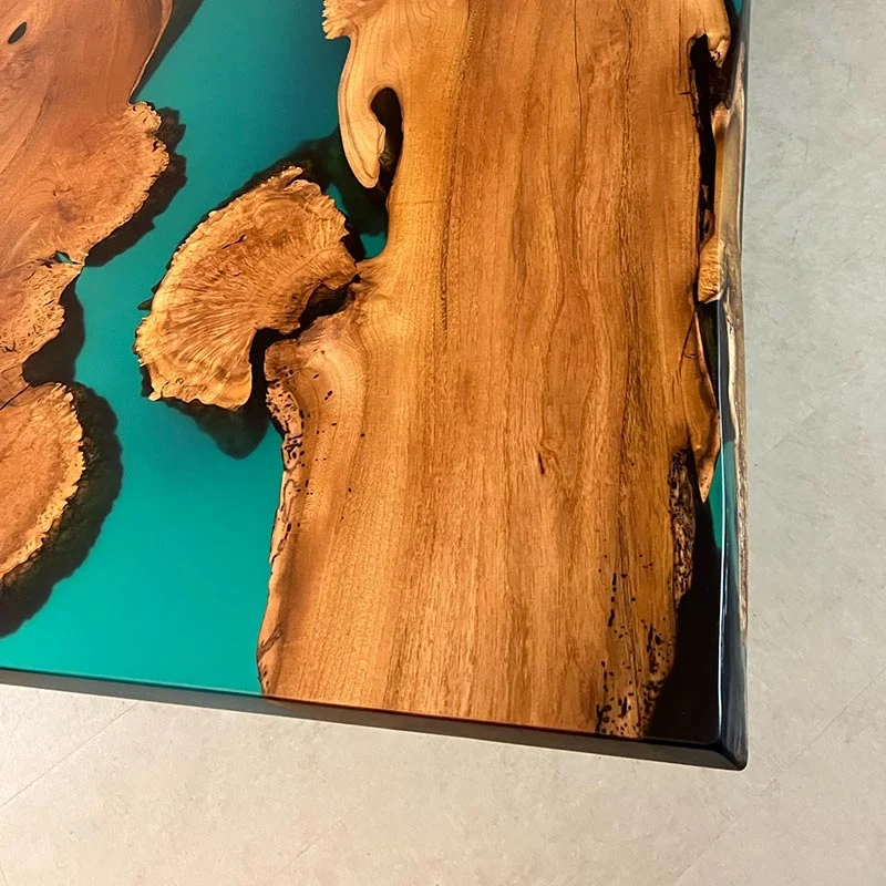 Epoxidharz Tisch aus Akazie | Modell Gletschersee