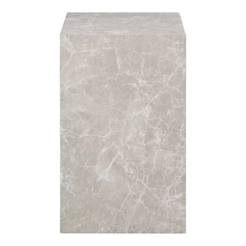 Design Beistelltisch POSTATO 50cm Marmor-Look beige creme Pflanzsäule