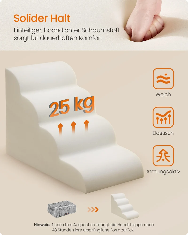 Hundetreppe - 4 Stufen - Rutschfester Bezug - Für Bett Und Sofa
