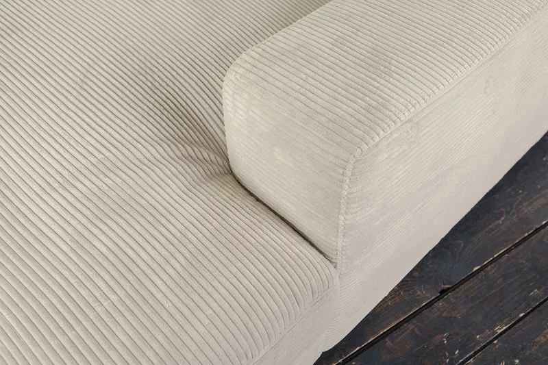 KAWOLA Big Sofa MADELINE Cord cremeweiß mit Hocker und 4 Zierkissen