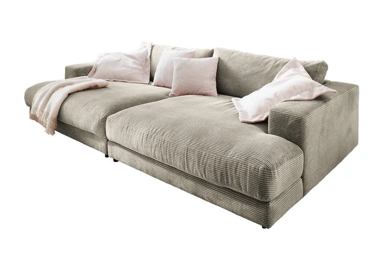 B-Ware KAWOLA Big Sofa MADELINE Cord steingrau