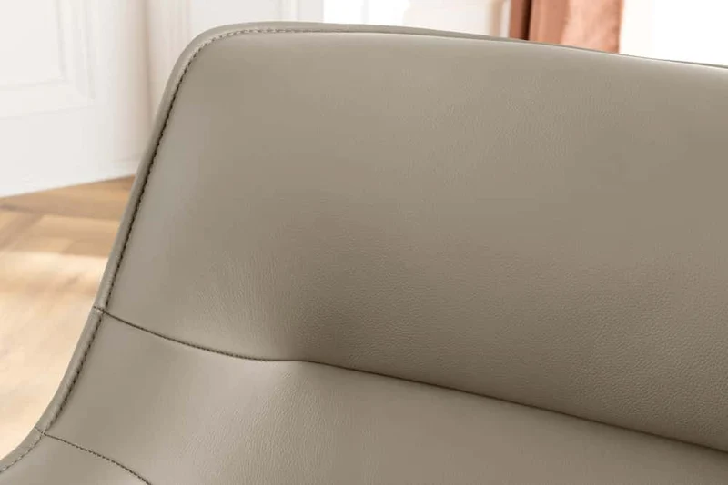 Drehbarer Echtleder Stuhl GEORGE taupe mit Armlehne Strukturstoff
