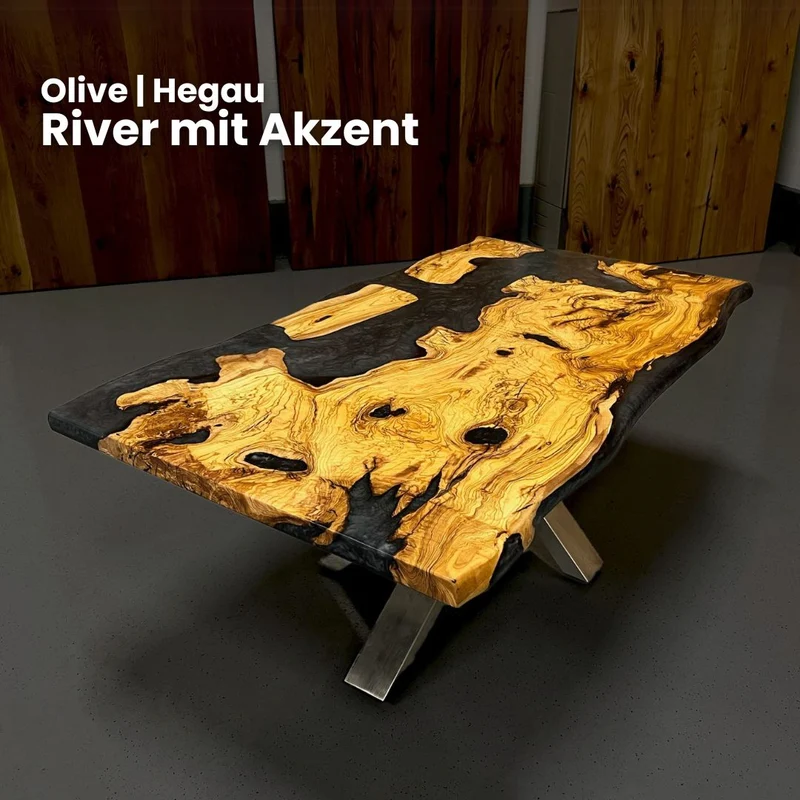 Epoxidharz Tisch nach Maß aus Olive (aktuell nur auf Anfrage) | verschiedene Gestelle