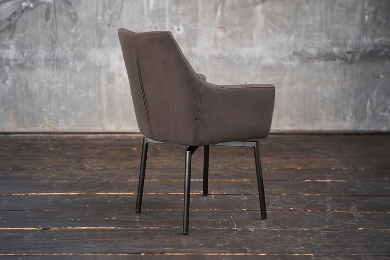 B-Ware KAWOLA Stuhl Cali Sessel Microfaser taupe Füße matt-schwarz