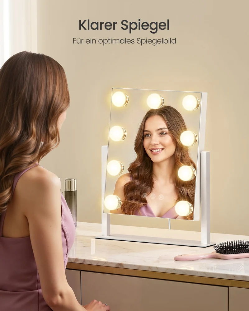 Schminkspiegel - 9 LED-Lampen - Mit USB-Ladegerät Und Touch-Bedienung