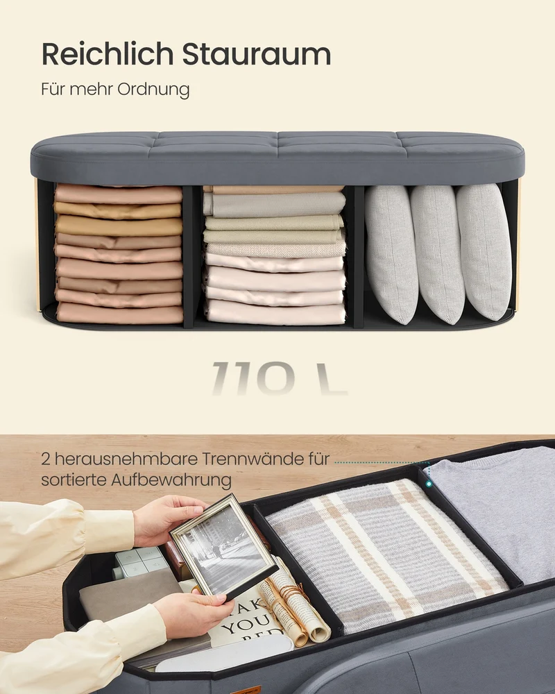 Aufbewahrungsbank - 38 x 80 x 40 cm - Mit Klappdeckel - Für Schlafzimmer Oder Flur