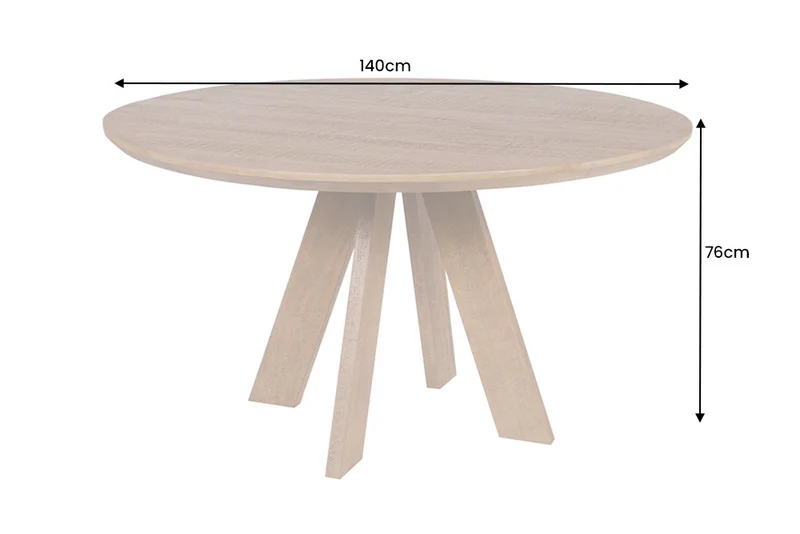 Runder Massivholz Esstisch GALAXY 140cm rund Mangoholz braun