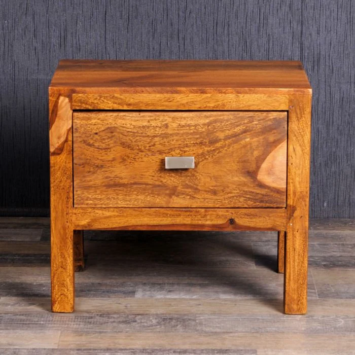 Massivholz Nachtschrank MURALI 45cm Stone Beistelltisch