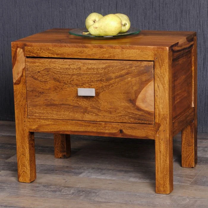 Massivholz Nachtschrank MURALI 45cm Stone Beistelltisch