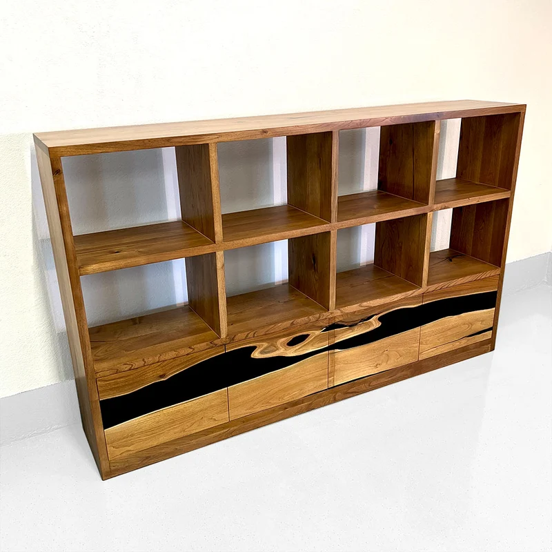 Sideboard-Regal aus Epoxidharz und Massivholz | Akazie