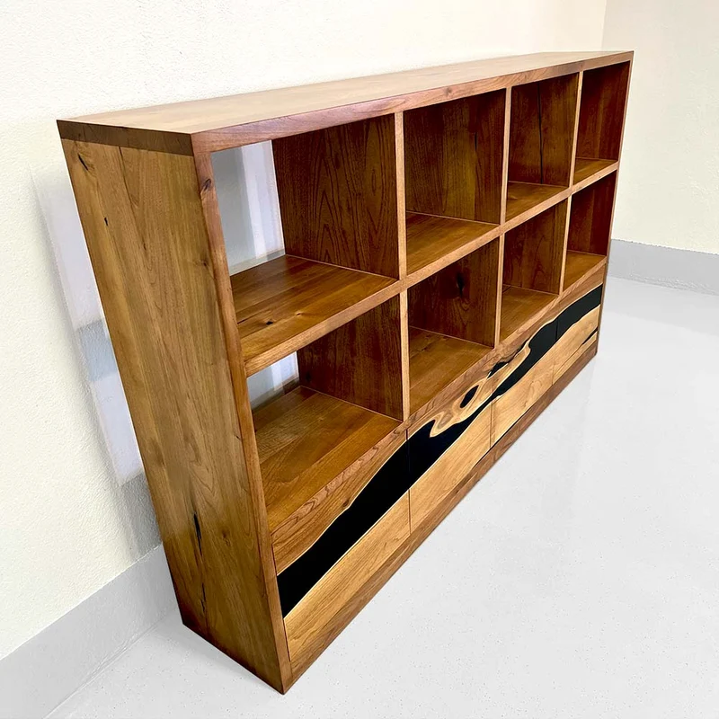 Sideboard-Regal aus Epoxidharz und Massivholz | Akazie