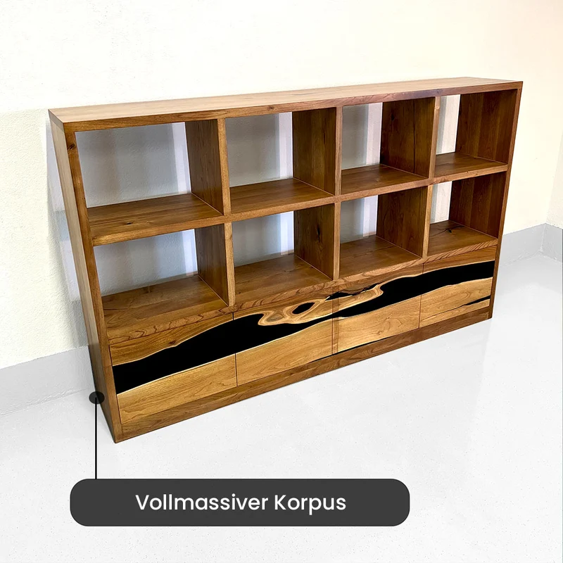 Sideboard-Regal aus Epoxidharz und Massivholz | Akazie