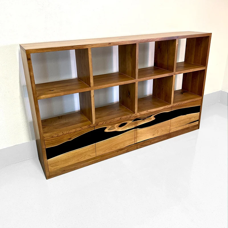 Sideboard-Regal aus Epoxidharz und Massivholz | Akazie