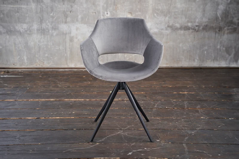 B-Ware KAWOLA Stuhl ZAJA Esszimmerstuhl Velvet drehbar grey