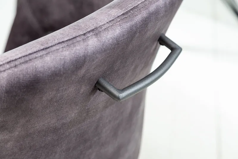 Eleganter Drehstuhl FREEDOM Samt grau Retrostil Armlehnen