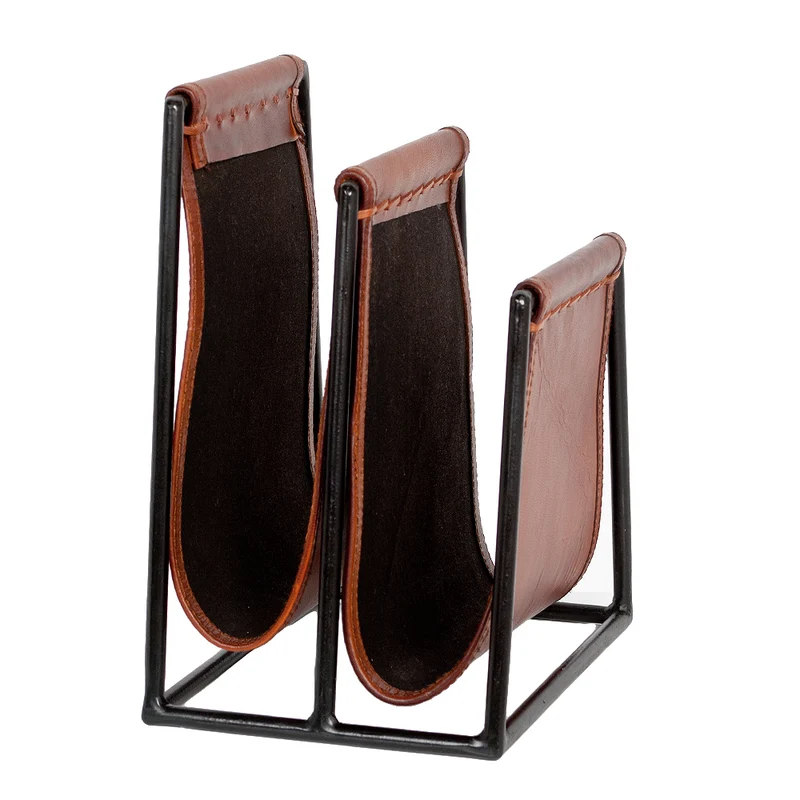 Leder Zeitungsständer AMBA Cognac