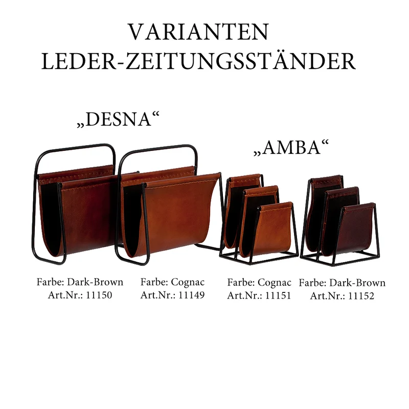Leder Zeitungsständer AMBA Cognac