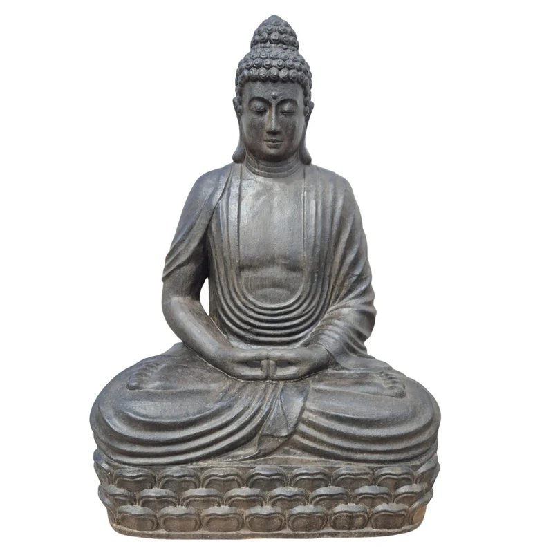 Dekorative Figur BUDDHA PRAYER 160cm antik-schwarz Garten Indoor