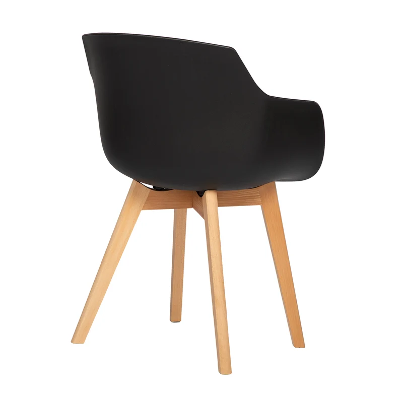 Esszimmerstuhl Sessel mit Eichenbein - Schwarz/Weiß/Grau-CLOVER PP