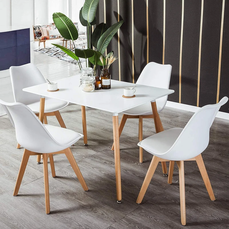 SAGE Rechteckiger Esstisch aus MDF, Beine aus Buche 110 * 70 * 72 cm – Schwarz/Weiß