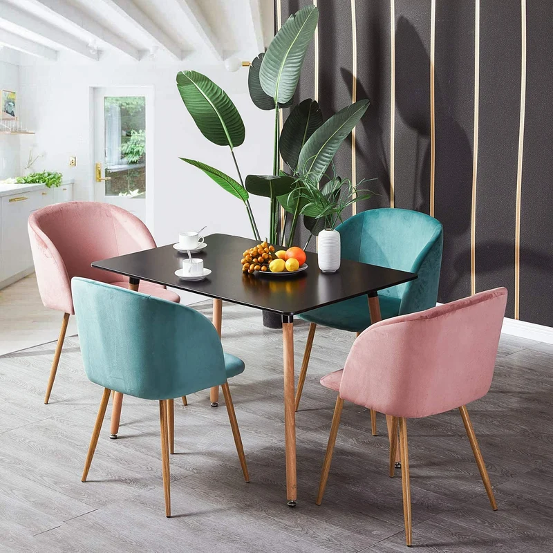 SAGE Rechteckiger Esstisch aus MDF, Beine aus Buche 110 * 70 * 72 cm – Schwarz/Weiß