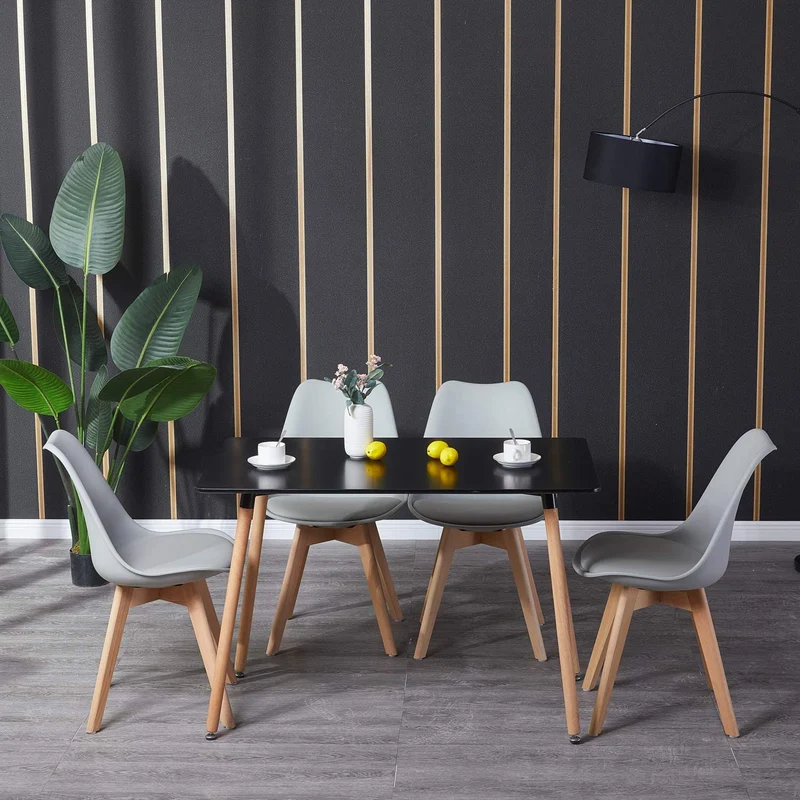 SAGE Rechteckiger Esstisch aus MDF, Beine aus Buche 110 * 70 * 72 cm – Schwarz/Weiß