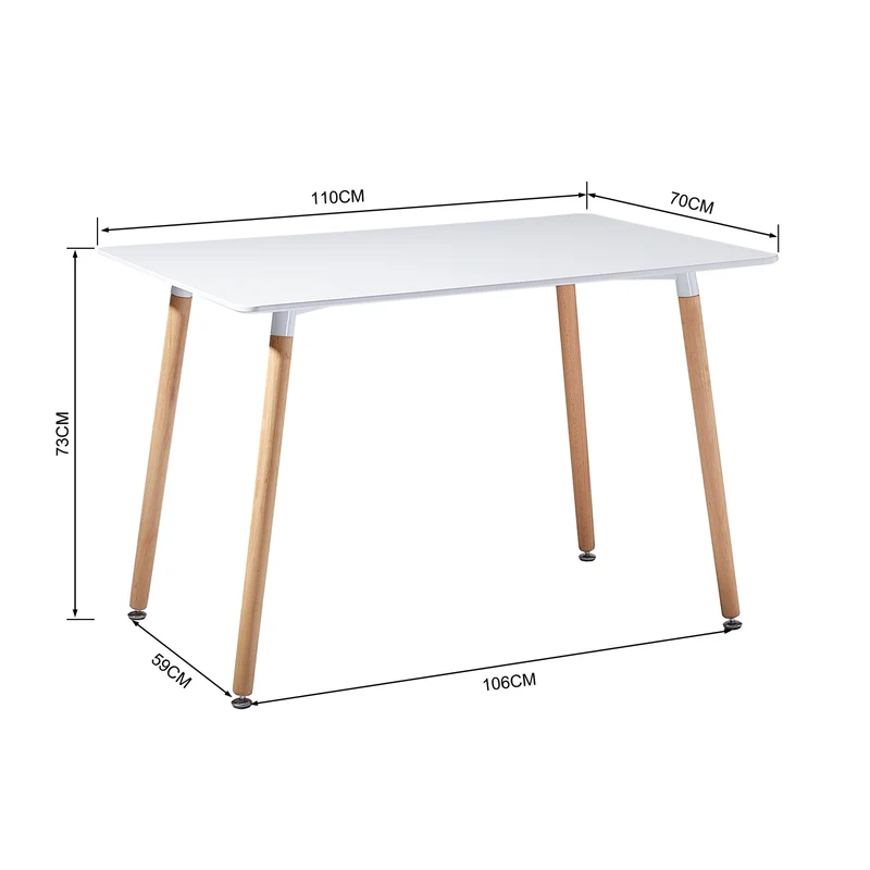 SAGE Rechteckiger Esstisch aus MDF, Beine aus Buche 110 * 70 * 72 cm – Schwarz/Weiß