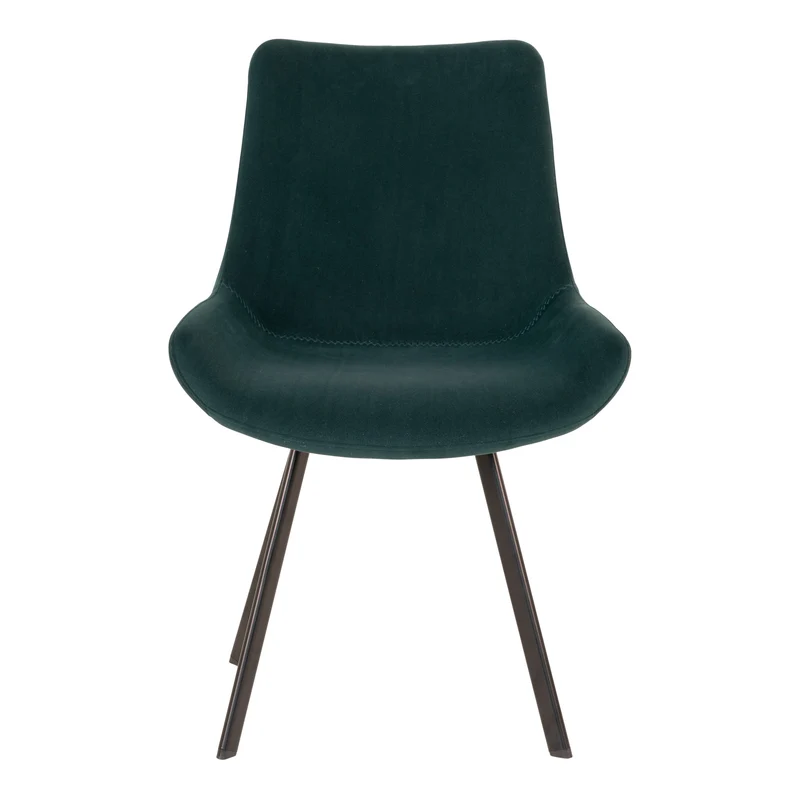 Retro-Design CHICAGO Stuhl (2er Set) grün Samt mit schwarzen Beinen
