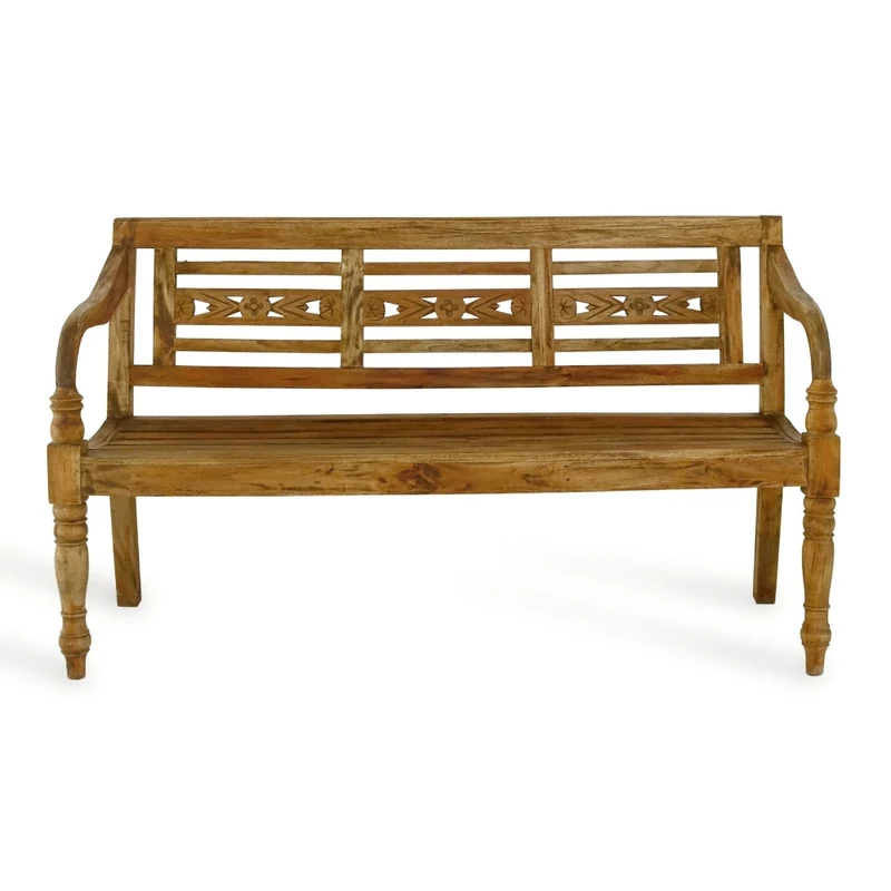 Massive Teakholz Sitzbank CHRISTOS 150cm natur Outdoor Gartenbank
