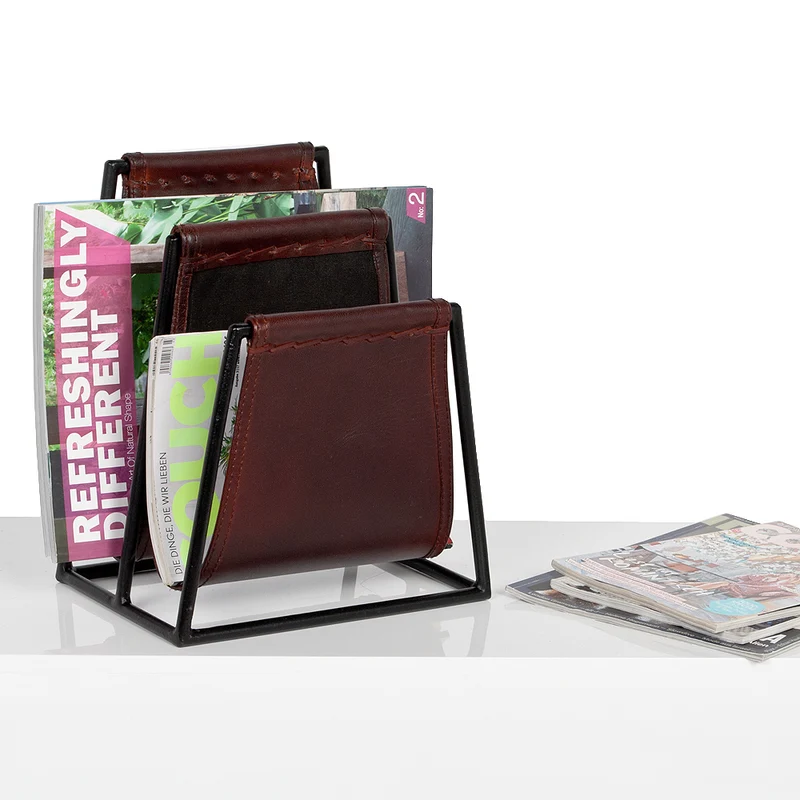Leder Zeitungsständer AMBA Dark-Brown