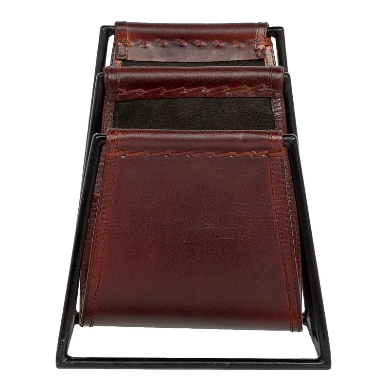 Leder Zeitungsständer AMBA Dark-Brown