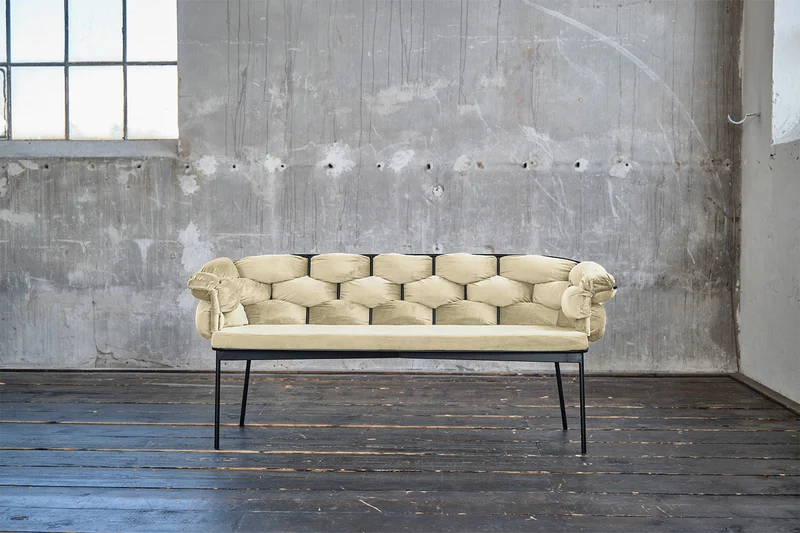 B-Ware KAWOLA Bank MONTY Sitzbank 160cm Velvet cremeweiß