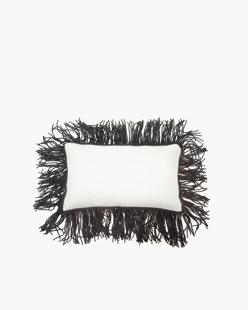 Extra cushion white with black fringes Frou