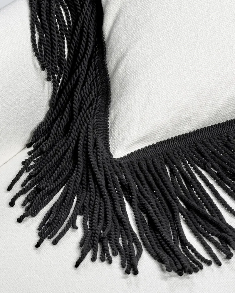 Extra cushion white with black fringes Frou