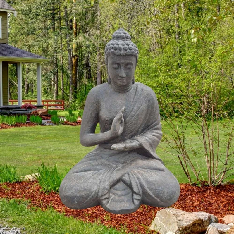 Dekorative Figur BUDDHA PROTECT 120cm antik-schwarz Garten Indoor
