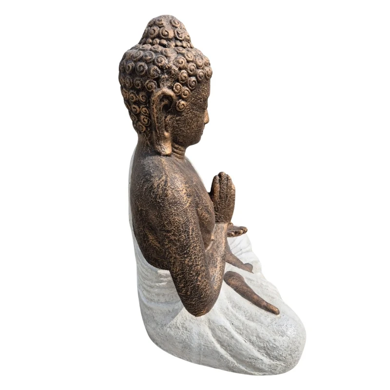 Dekorative Figur BUDDHA PROTECT 80cm weiss-gold Garten Indoor