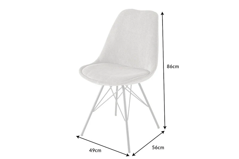 4er Set Design-Klassiker Stuhl NORWAY grau Cord Metallgestell