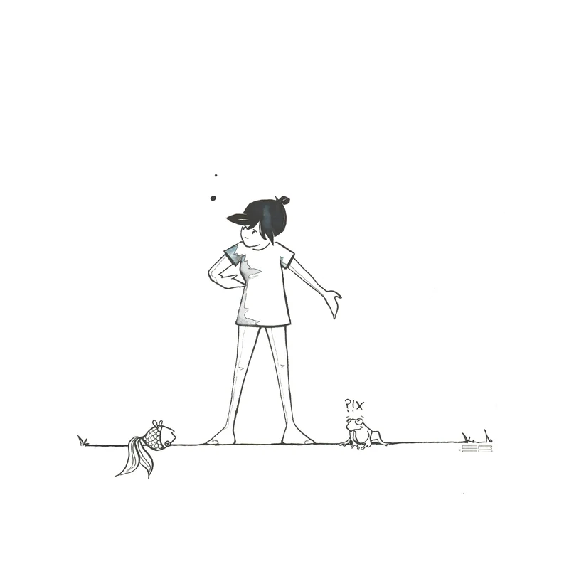 CAROLINE RUSS "LOSS Nr. 3 VERHANDELN" /ILLUSTRATION GERAHMT