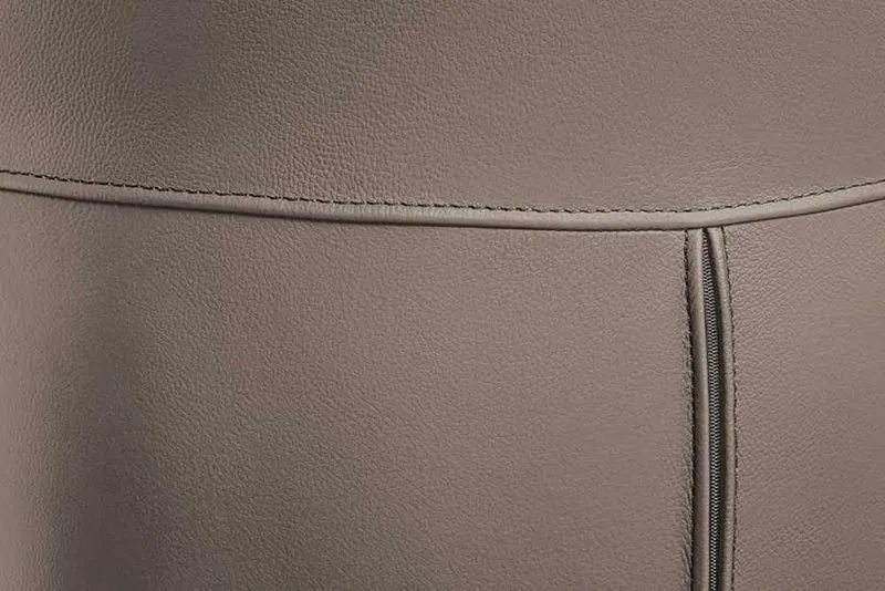 Armlehnen Drehstuhl LYON taupe Echtleder Metallgestell Hochlehner