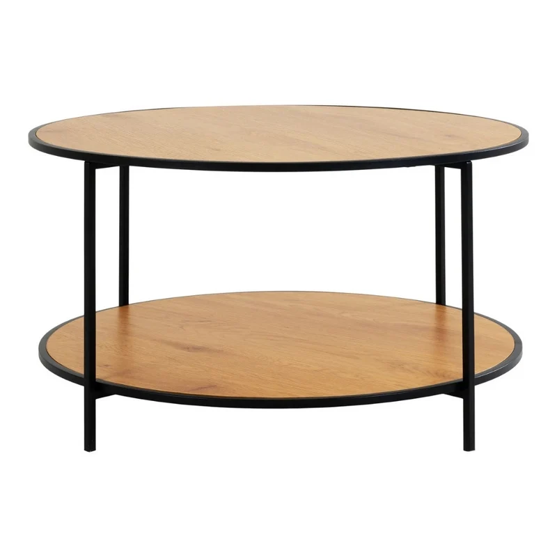 Moderner Couchtisch LEVEN 80cm Eiche-Look Industrial Design Metall
