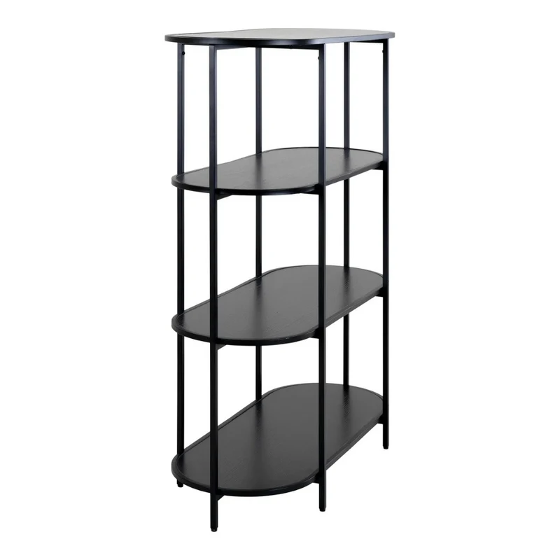 Modernes Regal LEVEN 110cm schwarz vier Regalböden Industrial-Look