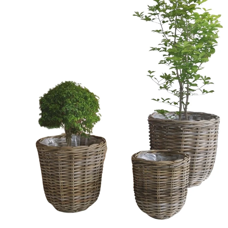 Natur Rattan Pflanzkorb BORKUM Kubu Grey ca.35cm Pflanztopf