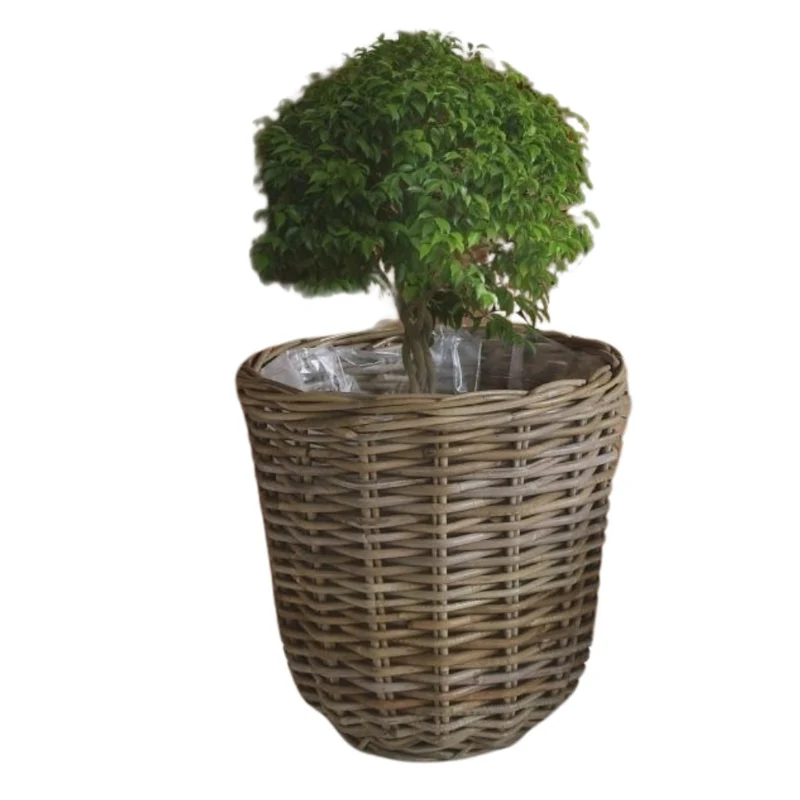 Natur Rattan Pflanzkorb BORKUM Kubu Grey ca.35cm Pflanztopf